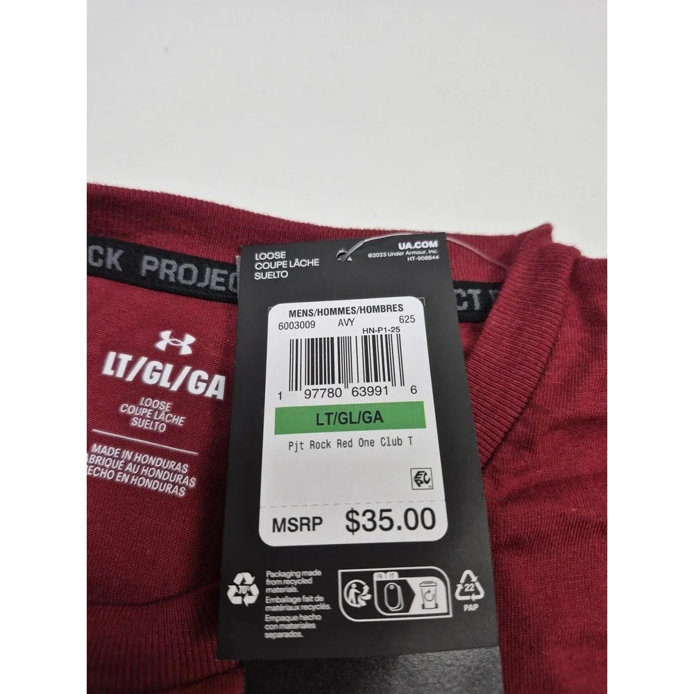 Under Armour Project Rock Shirt Mens LT Red Santa Claus Red One Graphic Tee
